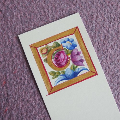 Enluminure marque-page lettrine c création originale