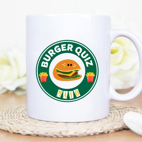 Mug thème logo starbucks burger quiz équipe mayo