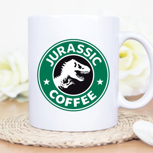 Mug thème logo starbucks jurassic coffee