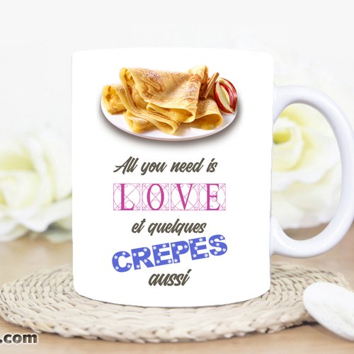 Mug breton bretagne 009 personnalisable prénom all you need is love crêpes