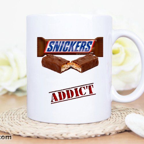 Mug tasse personnalisable snickers addict