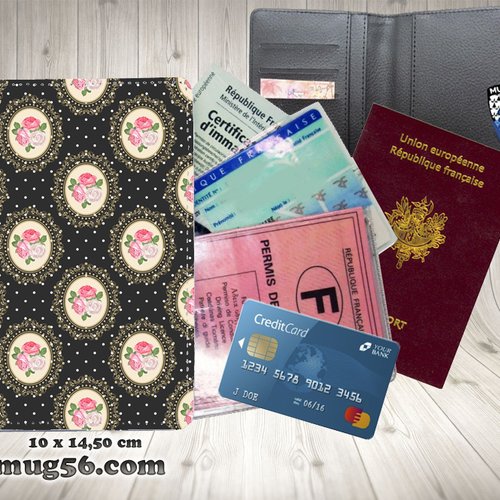 Protège passeport, porte cartes - floral 01