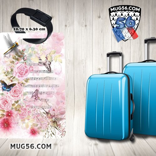 Etiquette nom bagage - floral 003 papillons