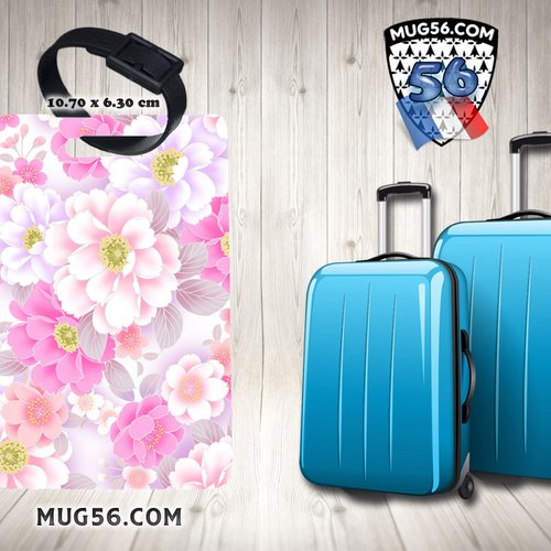 Etiquette nom bagage - floral 004