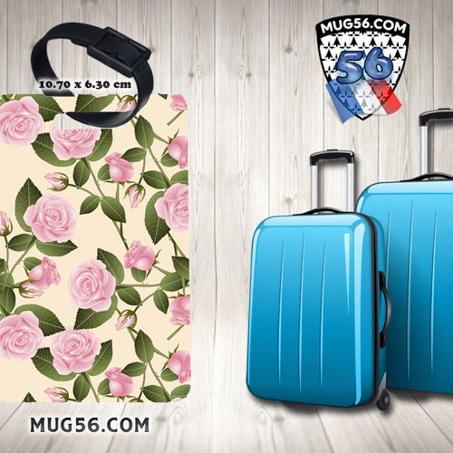 Etiquette nom bagage - floral 006