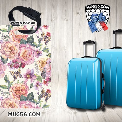 Etiquette nom bagage - floral 007