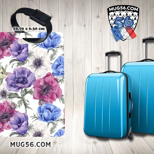Etiquette nom bagage - floral 008