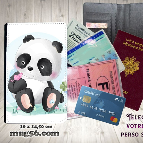 Protège passeport, porte cartes, panda 001