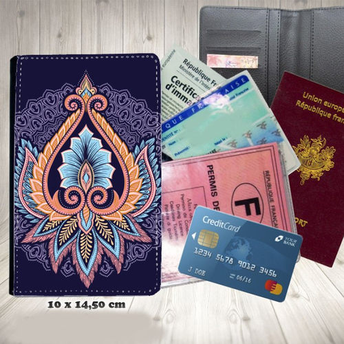 Protège passeport, porte cartes, floral fleurs 013