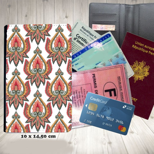 Protège passeport, porte cartes, floral fleurs 014