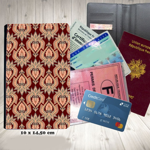 Protège passeport, porte cartes, floral fleurs 018