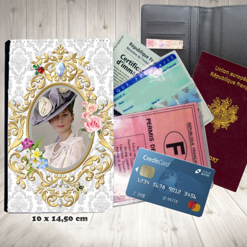 Protège passeport, porte cartes, personnalisable - audrey hepburn victorien 04