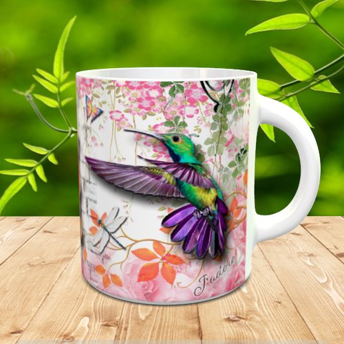 Mug tasse céramique personnalisable prénom - colibri 001