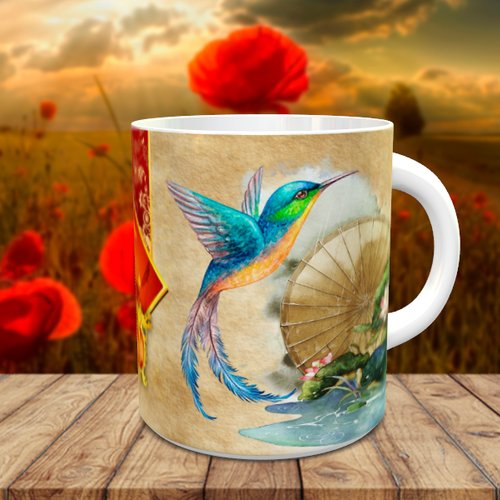 Mug tasse céramique personnalisable prénom - colibri 003