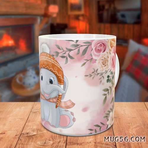 Mug tasse céramique personnalisable prénom - éléphant 002