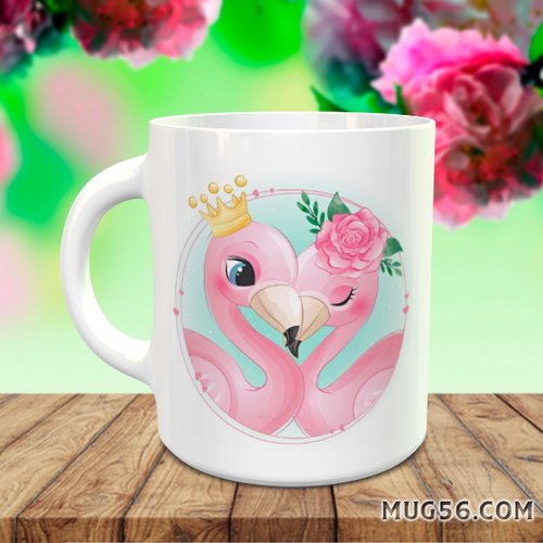 Mug tasse céramique personnalisable prénom - flamant rose 002
