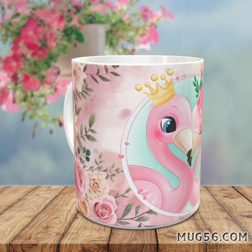 Mug tasse céramique personnalisable prénom - flamant rose 004