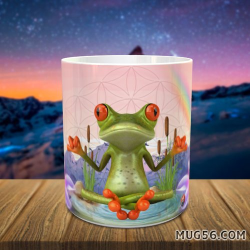 Mug tasse céramique personnalisable prénom - grenouille 001 zen