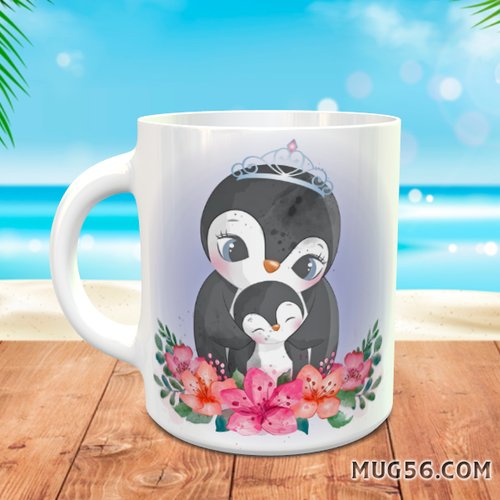 Mug tasse céramique personnalisable prénom - manchot 001 pingouin