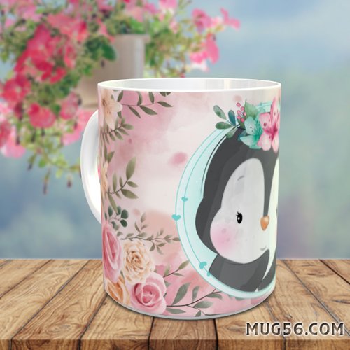 Mug tasse céramique personnalisable prénom - manchot 003 pingouin