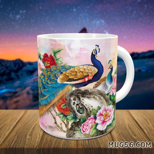 Mug tasse céramique personnalisable prénom - paon 001 asiatique