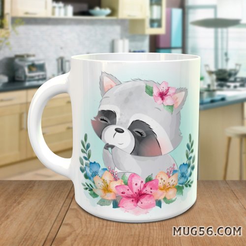 Mug tasse céramique personnalisable prénom - raton laveur 002
