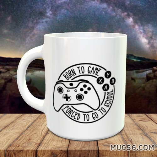 Mug tasse céramique personnalisable prénom -  gamer "born to game" jeux video