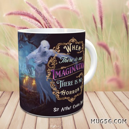 Mug tasse céramique personnalisable prénom -  when there is no imagination - arthur conan doyle halloween