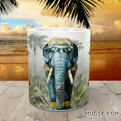 Mug tasse céramique personnalisable prénom - éléphant 001 inde indien