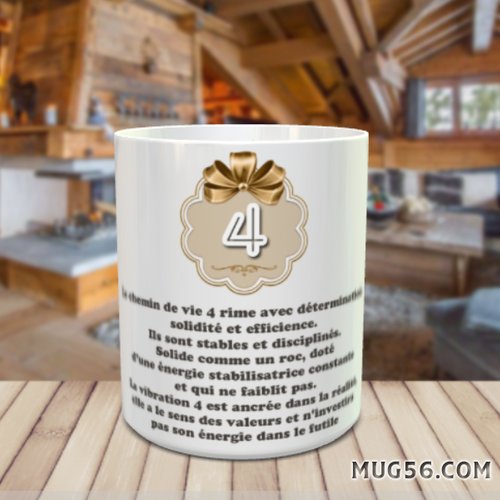 Mug tasse céramique - numérologie - chemin de vie 4