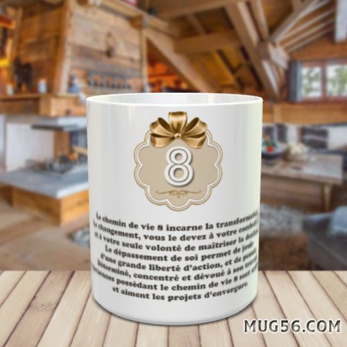 Mug tasse céramique - numérologie - chemin de vie 8