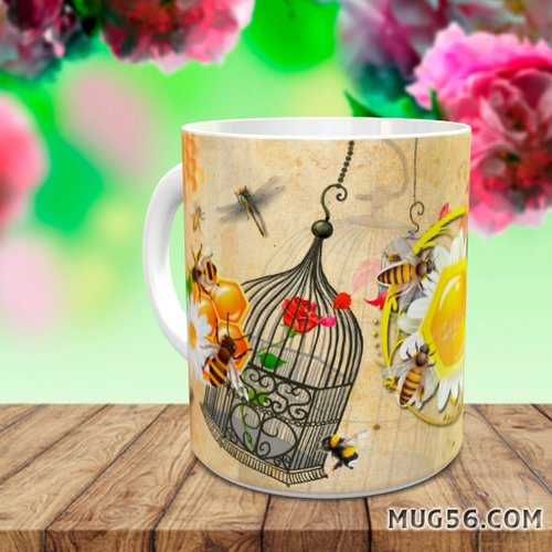 Design pour sublimation de mugs jpeg (fichier numérique) - abeilles 002