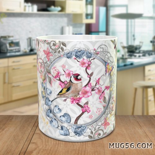 Design pour sublimation de mugs jpeg (fichier numérique) - chardonneret 001 oiseau