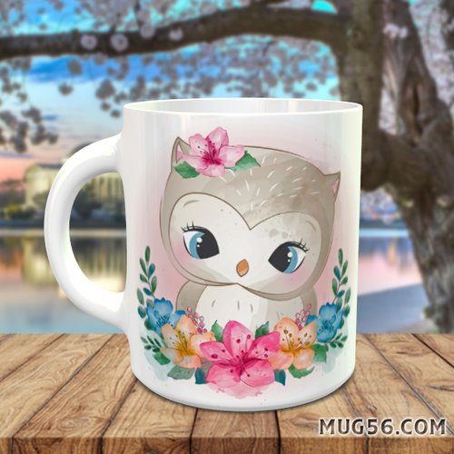 Design pour sublimation de mugs jpeg (fichier numérique) - hibou chouette 001