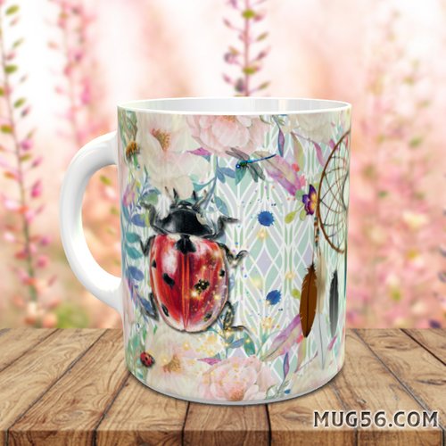 Design pour sublimation de mugs jpeg (fichier numérique) - coccinelle 001 dreamcatcher