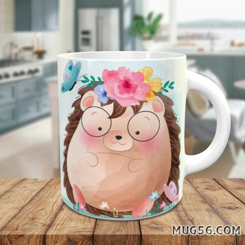 Design pour sublimation de mugs jpeg (fichier numérique) -  hérisson 001