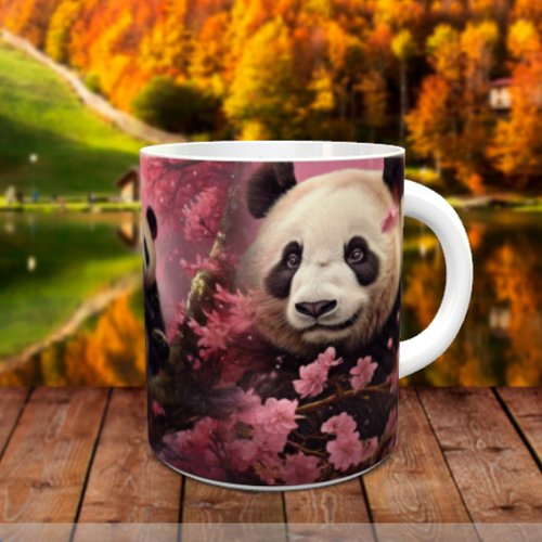 Design pour sublimation de mugs jpeg (fichier numérique) - panda 001 cerisiers