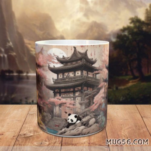 Design pour sublimation de mugs jpeg (fichier numérique) - panda 002 maison traditionnelles japonaises