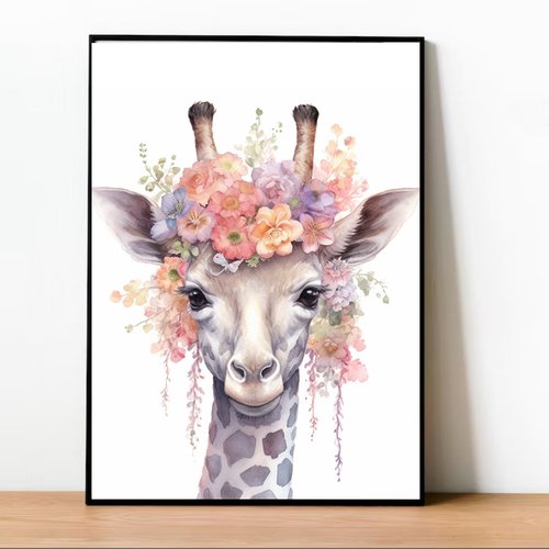 Affiche imprimable 300 dpi format a4 - girafe 003 chambre enfant bébé