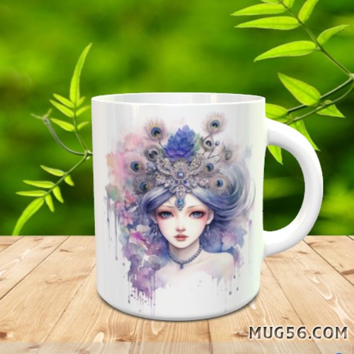 Mug tasse céramique thème femme 001 paon