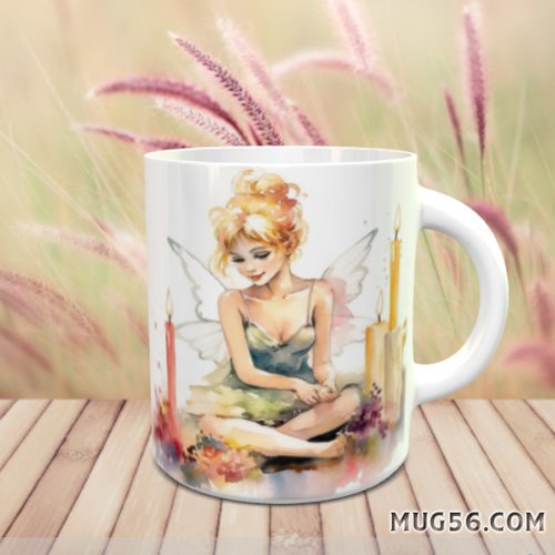 Design pour sublimation de mugs jpeg (fichier numérique) - fée clochette 002 tinkerbell thème aquarelle