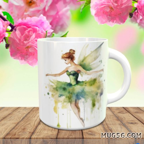 Design pour sublimation de mugs jpeg (fichier numérique) - fée clochette 004 tinkerbell thème aquarelle