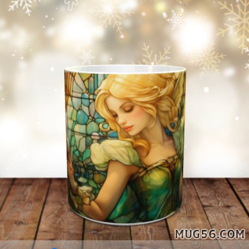 Mug tasse céramique thème fée clochette tinkerbell 001 thème vitrail