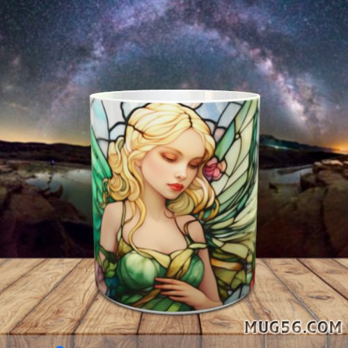 Mug tasse céramique thème fée clochette tinkerbell 002 thème vitrail