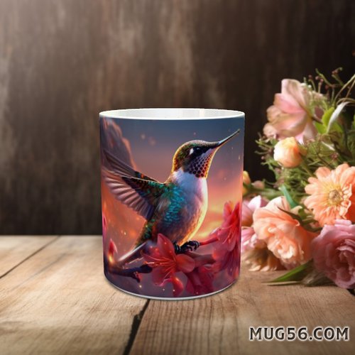 Mug tasse céramique personnalisable prénom -  colibri oiseau 003