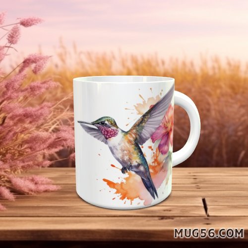 Mug tasse céramique personnalisable prénom -  colibri oiseau 004