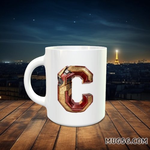 Mug tasse céramique - lettre initiales - c -  style iron man 001
