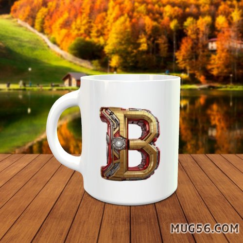 Design pour sublimation de mugs jpeg (fichier numérique) - lettre b - style iron man 001