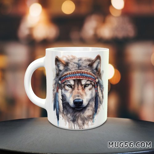 Mug tasse - loup indien native amercian 002