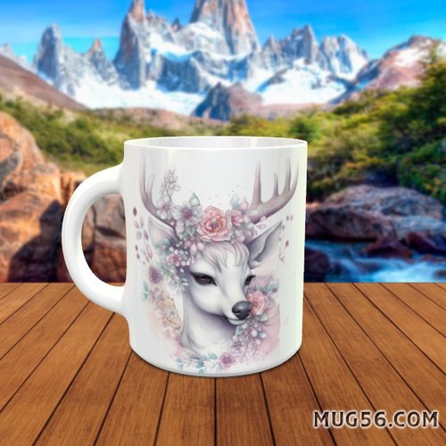 Design pour sublimation de mugs jpeg (fichier numérique) - cerf biche 005